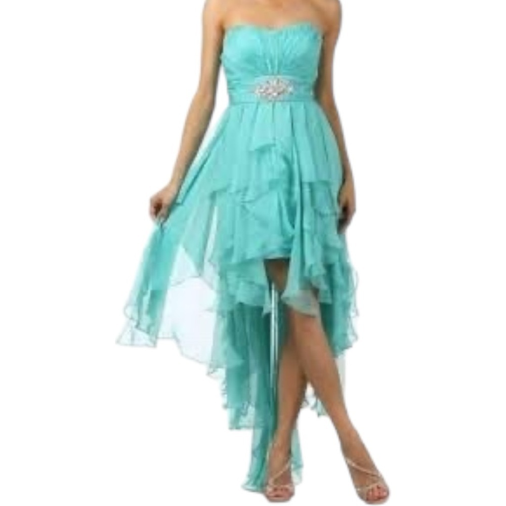 Juliet Teal Strapless Prom Dress Jeweled Embellished Sweetheart FairyCore Glam